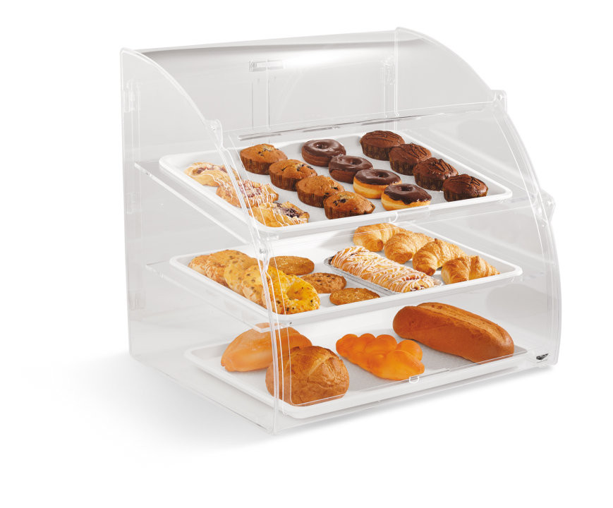 Vollrath - Large 3-Tier Acrylic Euro Curved-Front Baked Goods Display Case w/ Rear Access - ELBC-1