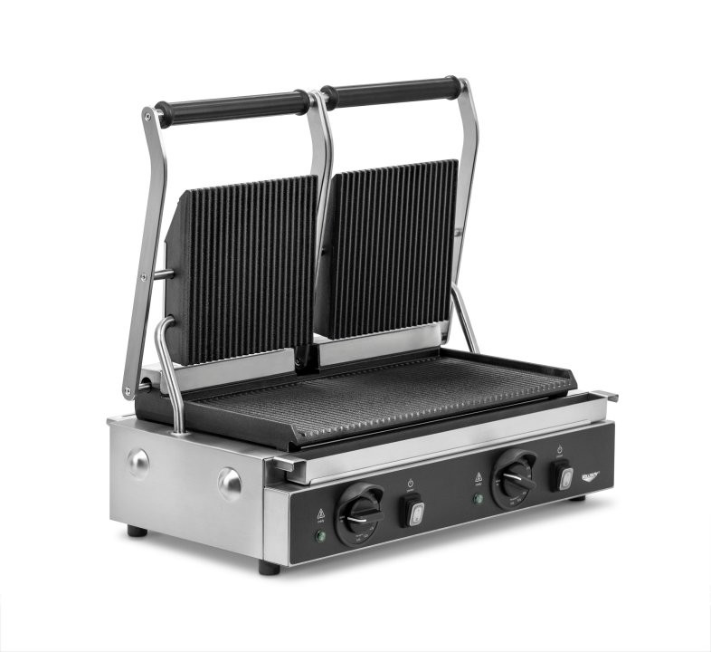 Vollrath - Double Panini Sandwich Grill w/ Cast Iron Grooved Plates - PSG4-DG208240-C