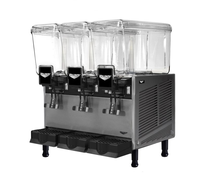 Vollrath - Refrigerated Beverage Dispenser w/ Three 12L Bowls & Fountain Spray - VBBD3-37-F