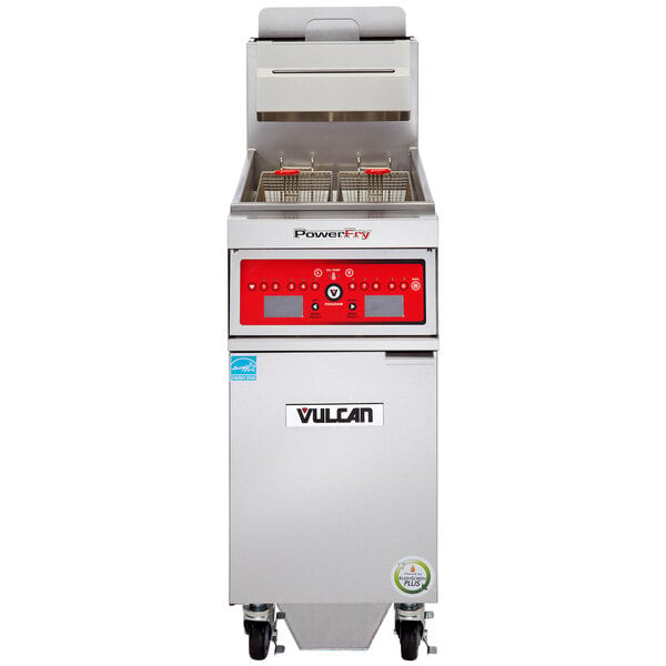 Vulcan - TR Series 50 lb PowerFry3 Liquid Propane Floor Fryer w/ Computer Controls & KleenScreen Filtration - 1TR45CF