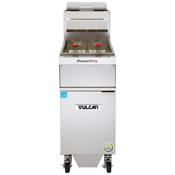 Vulcan - TR Series 70 lb PowerFry3 Liquid Propane Floor Fryer w/ Analog Controls & KleenScreen Filtration - 1TR65AF