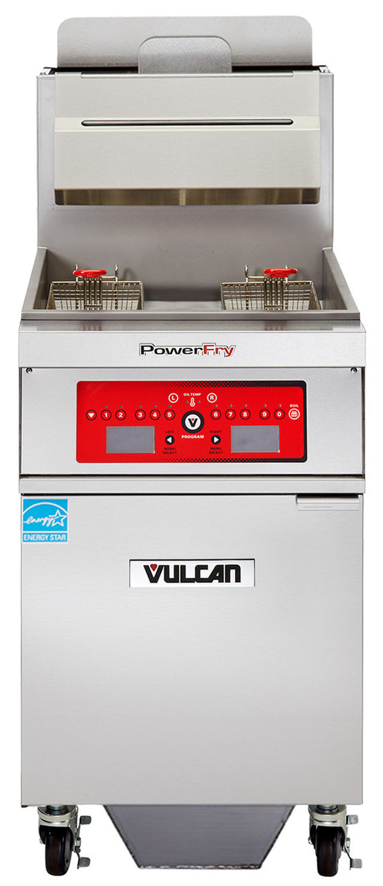 Vulcan - TR Series 90 lb PowerFry3 Natural Gas Floor Fryer w/ Computer Controls & KleenScreen Filtration -1TR85CF