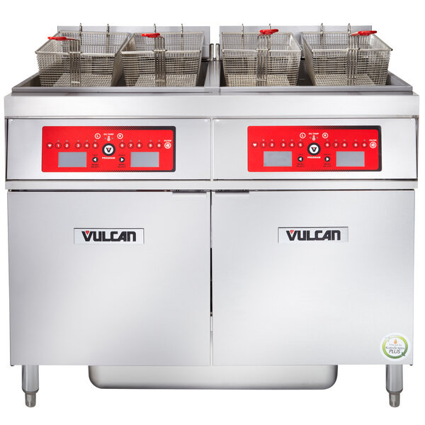 Vulcan - ER Series 170 lb Electric Floor Fryer w/ Computer Controls, 2 Tanks, KleenScreen Filtration & 480V - 2ER85CF-2