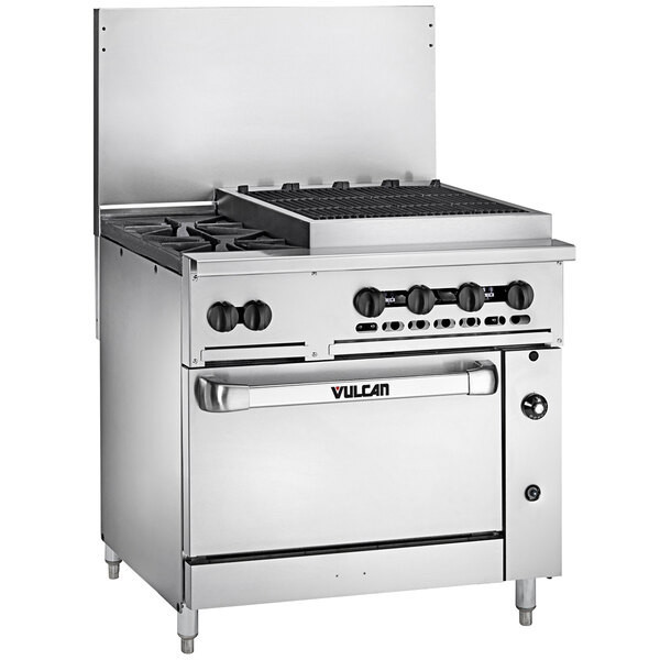 Vulcan - Endurance 36" Natural Gas Range w/ 2 Burners, 24" Charbroiler & Convection Oven - 36C-2B24CBN