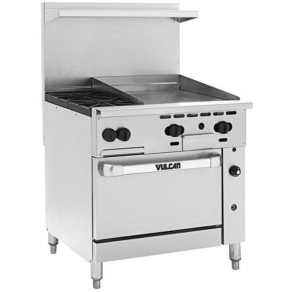 Vulcan - Endurance 36" Natural Gas Range w/ 2 Burners, 24" Griddle & Convection Oven - 36C-2B24GTN