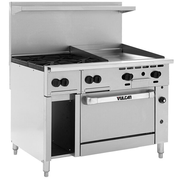 Vulcan - Endurance 48" Natural Gas Range w/ 4 Burners, 24" Griddle & Oven - 48S-4B24GTN