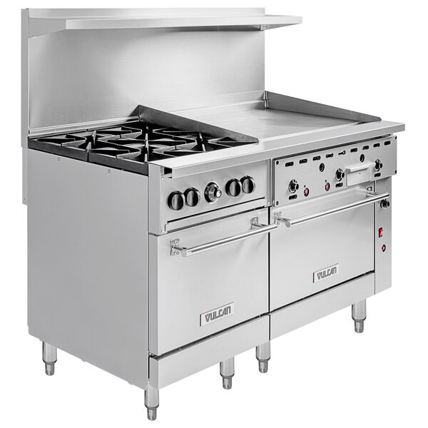 Vulcan - Endurance 60" Natural Gas Range w/ 4 Burners, 36" Griddle, 1 Standard & 1 Convection Oven - 60SC-4B36GTN