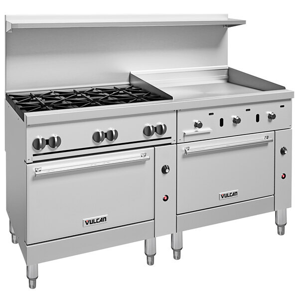 Vulcan - Endurance 72" Natural Gas Range w/ 6 Burners, 36" Griddle & 2 Ovens - 72SS-8B24GTN