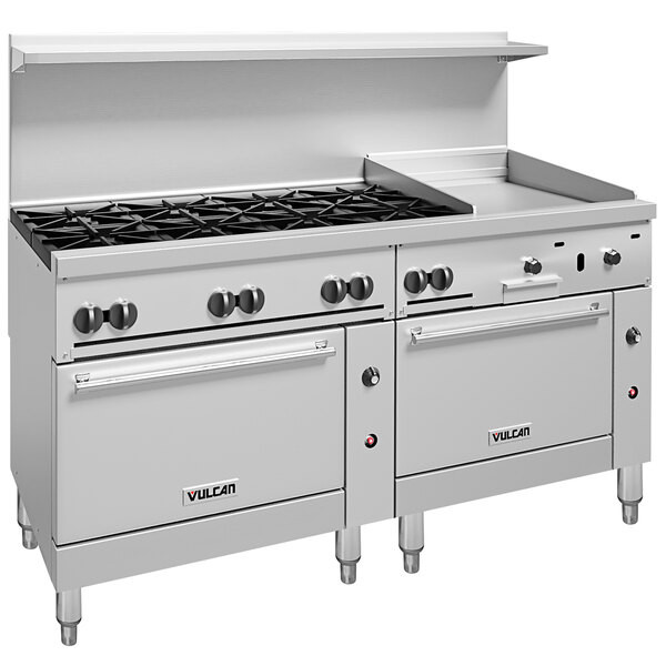 Vulcan - Endurance 72" Natural Gas Range w/ 8 Burners, 24" Griddle & 2 Ovens - 72SS-8B24GTN