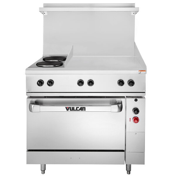Vulcan - EV Series 36" Electric Range 480V w/ 2 French Plates, 24" Griddle & Oven - EV36S-2FP24G-480