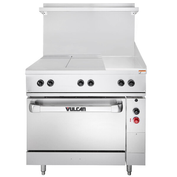 Vulcan - EV Series 36" Electric Range 240V w/ 2 Hot Tops, 12" Griddle & Oven - EV36S-2HT12G-240