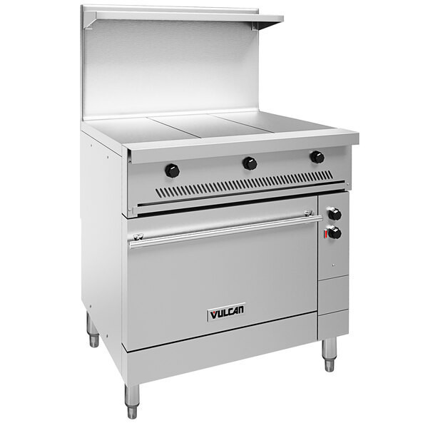 Vulcan - EV Series 36" Electric Range 480V w/ 3 Hot Tops & Oven - EV36S-3HT-480