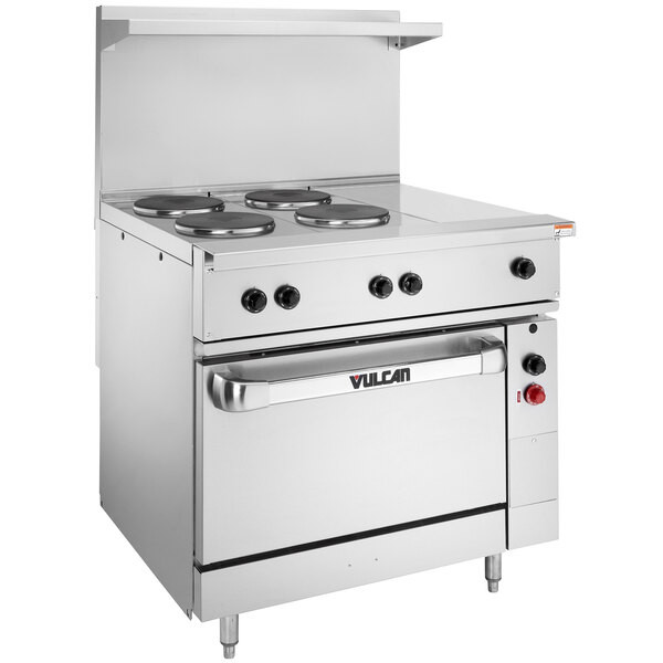 Vulcan - EV Series 36" Electric Range 208V w/ 4 French Plates, 1 Hot Top & Oven - EV36S-4FP1HT-208