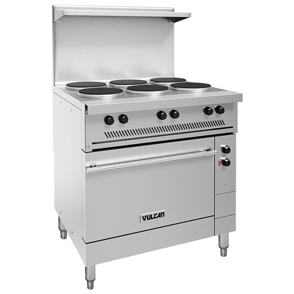 Vulcan - EV Series 36" Electric Range 240V w/ 6 French Plates & Oven - EV36S-6FP-240