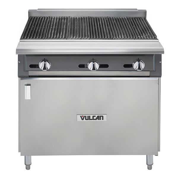 Vulcan - V Series 36" Natural Gas Range w/ Charbroiler & Cabinet Base - VCBB36B