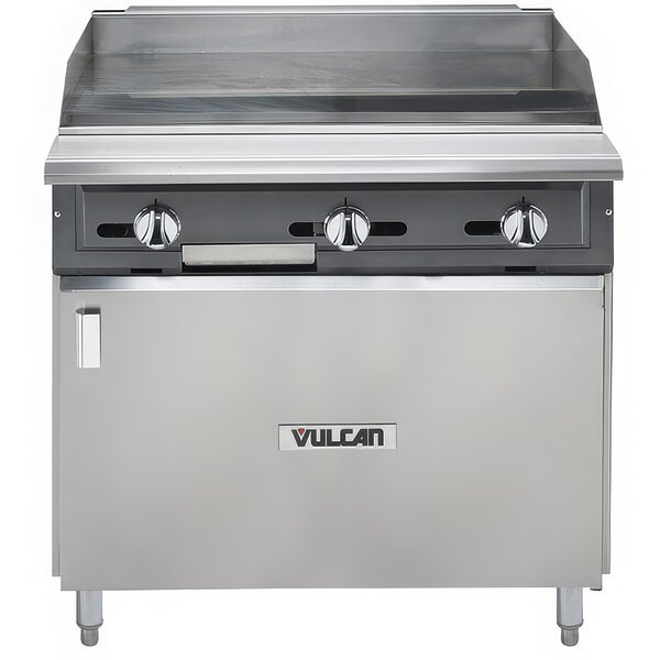 Vulcan - V Series 36" Natural Gas Range w/ Griddle & Cabinet Base - VGMT36B