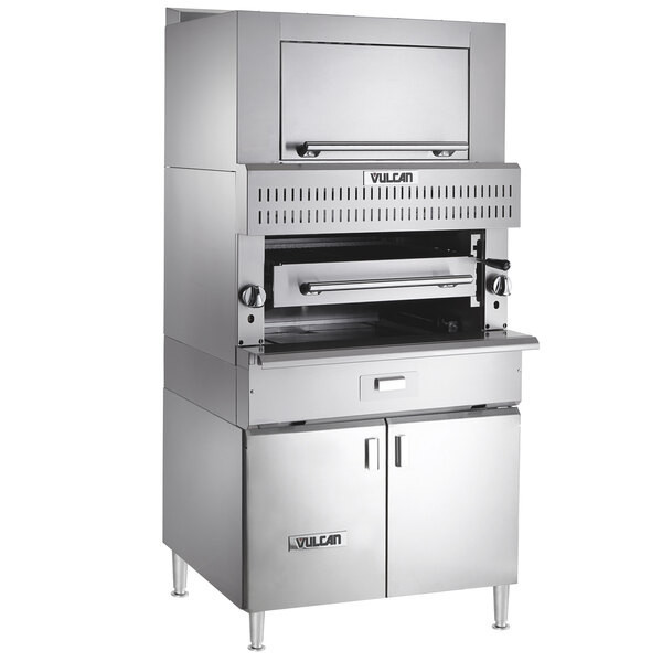 Vulcan - V Series 36" Natural Gas Double Deck Infrared Broiler w/ Finishing Oven & Cabinet Base - VIR1BF