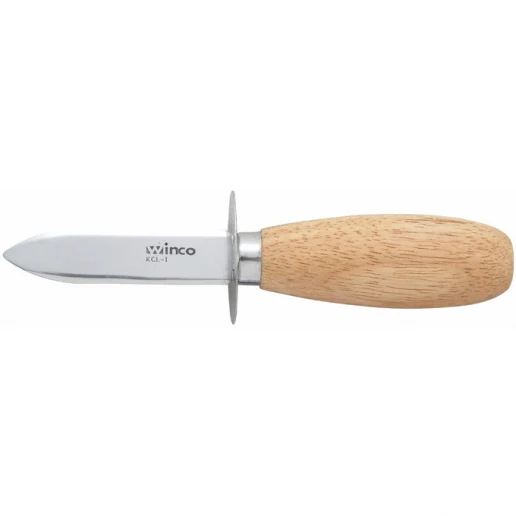 Winco 5.87" Oyster/Clam Knife With Wooden Handle - KCL-1