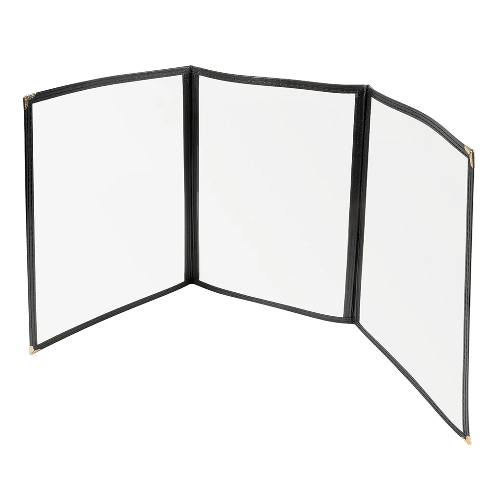 Winco PMCT-9K 8.5" x 11.25" Triple Menu Cover - Black