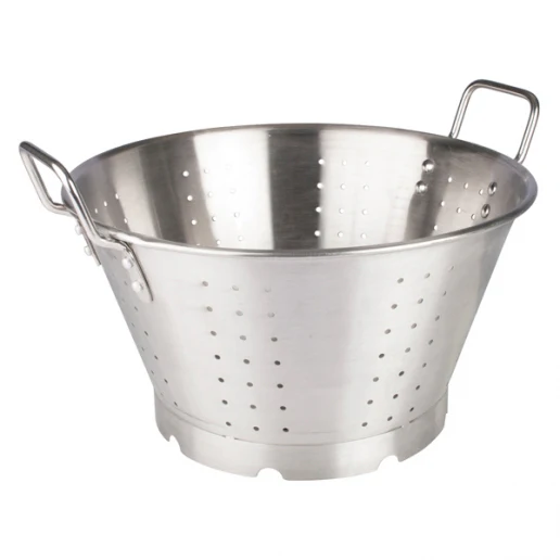 Winco SLO-16 16 Qt. robust Stainless Steel Colander with Flat Bottom