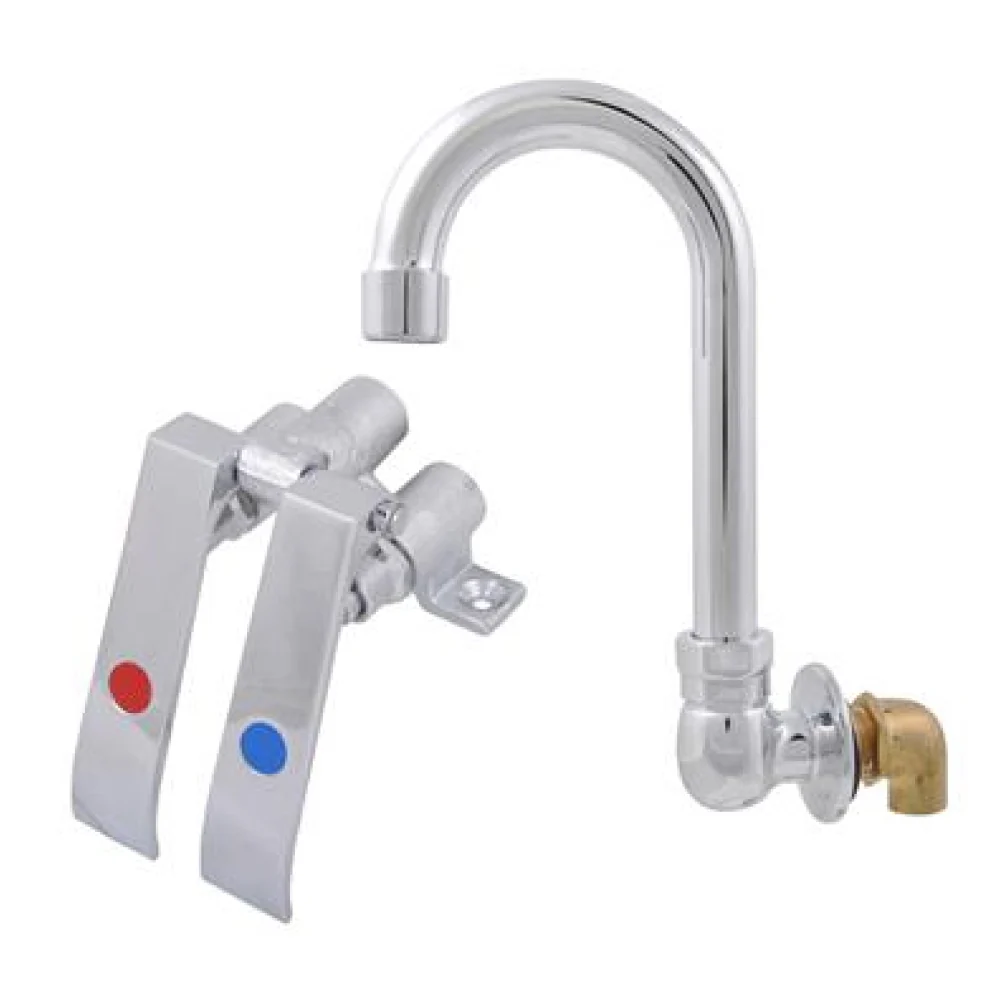 BK Resources BKKVSGS-G Dual Pedal Knee Valve Kit with Splash Mounted 3.5” Gooseneck Swivel Spout