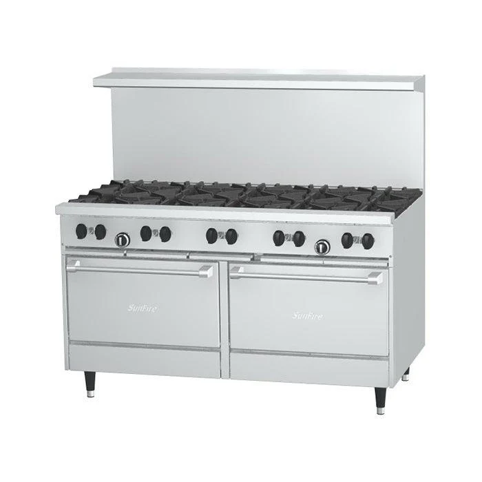 Garland X60-10RS Sunfire X Series 60” Natural Gas 10-Burner Range With 1 Standard Oven and 1 Storage - 333,000 BTU